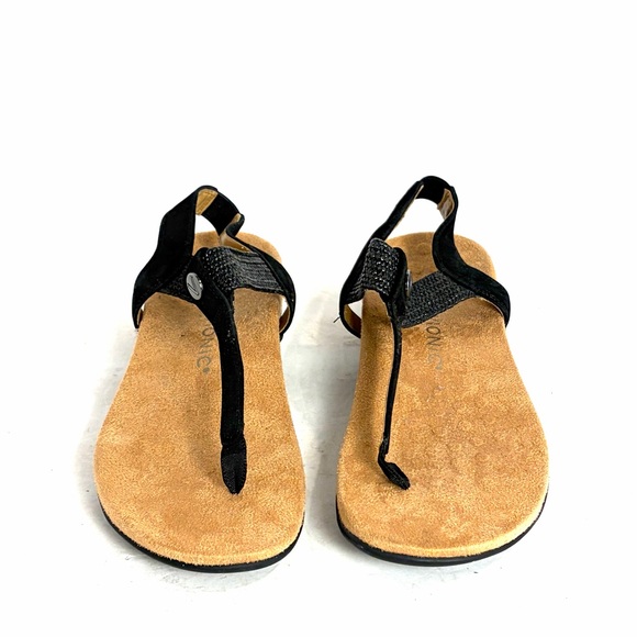Vionic Brea Black Suede Leather Toe Post Slingback Sandal Womens Size 10 - Picture 2 of 10